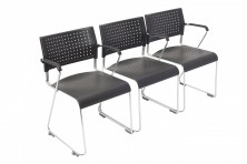 Wimbeldon Sled Base Arm Chairs With Linking. Black Plastic
